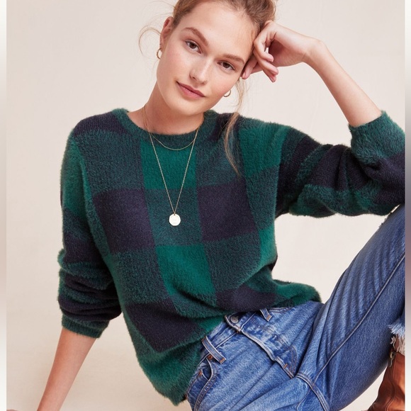Anthropologie Sweaters - Anthropologie Susan Plaid eyelash sweater